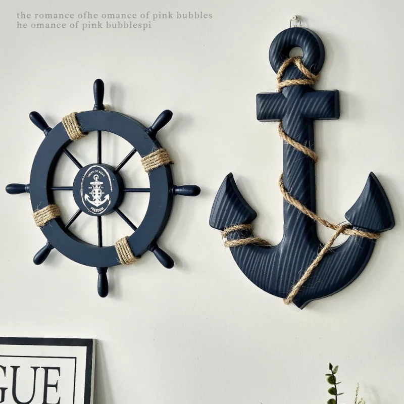 2PCS Nautical Ship Wheel and Anchor Wall Decor